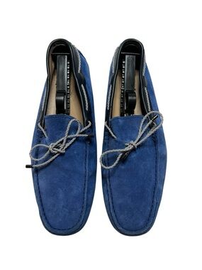 Tod's Blue Suede Tie-Detail Driving Loafers